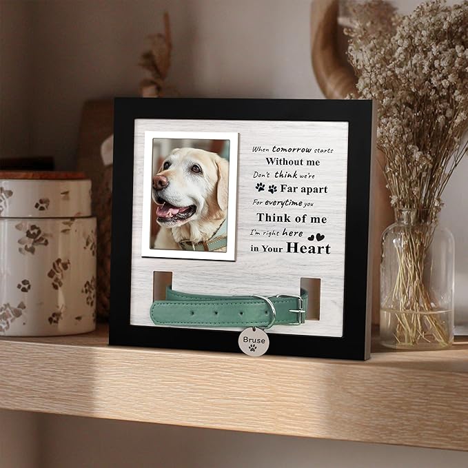 Dog Loss Gifts,Pet Memorial Frame with Collar Holder,Dog and Cat Collar Memorial Frame,Pet Memorial Gift for Dogs,Pets Loss Sympathy Gift for Pet Lover,Dog Moms-TSMW