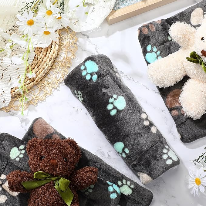 4 Pack Ultra Soft Dog Cat Bed Mat with Cute Prints Reversible Fleece Dog Crate Kennel Pad Cozy Washable Thickened Hamster Guinea Pig Pet Bed Mat for Small Animals(13 x 10 Inches,Black)