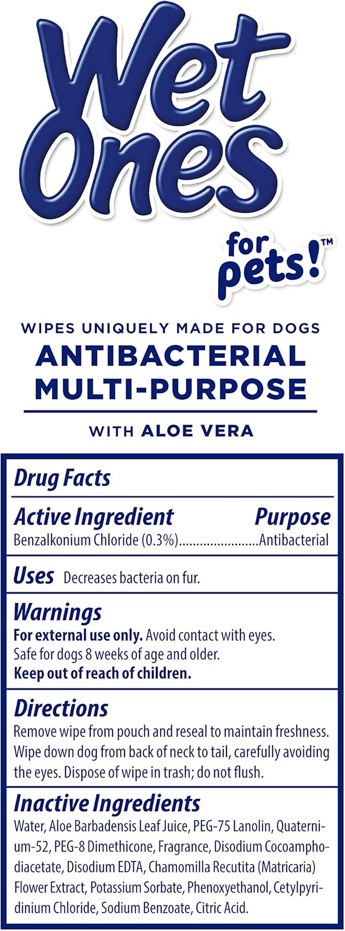 Wet Ones for Pets Multi-Purpose Dog Wipes with Aloe Vera Dog Wipes for All Dogs in Tropical Splash Wipes for Dog Paws & All Over Use (Pack of 12,1200 Count Total)
