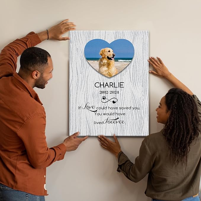 Personalized Pet Memorial Gifts for Dogs Customized Gifts for Dogs Cats Custom Loss of Pet Sympathy Gift Canvas Dog Loss Gift Canvas with Picture Name