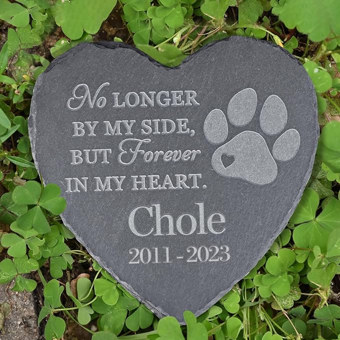 Personalized Dog Memorial Stone - In Memory of Pet Loss Sympathy Gift - Cat Tombstone Headstone With Paw Print