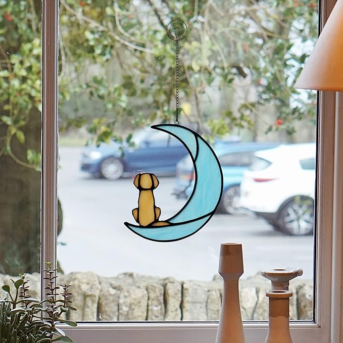 BOXCASA Dog Memorial Gifts for Stained Glass Window Hanging,Suncatcher for Window,Sympathy Gifts for Dog Lovers,Loss of Pet Sympathy Gift,Pet Memorial Gift
