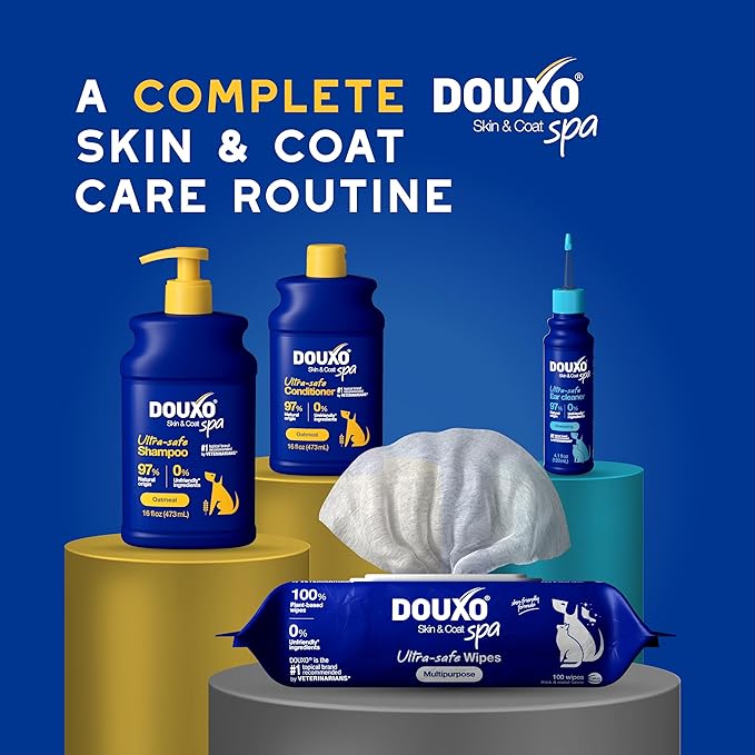DOUXO Oatmeal Dog Shampoo, Ultra-Safe Hypoallergenic, Deep Hydration, Cleans and Enhances Coat, 16 Fl Oz