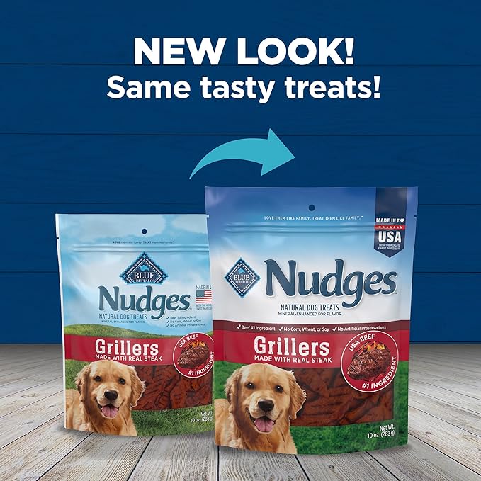 Blue Buffalo Nudges Grillers Natural Dog Treats, Steak, 10oz