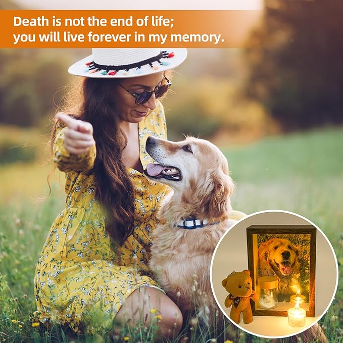 Dog Memorial Gifts for Loss of Pet, Wooden Picture Frame for 7x5 Photo, Sympathy Gifts for Loss of Dog, Glass Dog Memorial Frame Pet Loss Gifts for Sympathy, Pet Bereavement Remembrance Picture Box