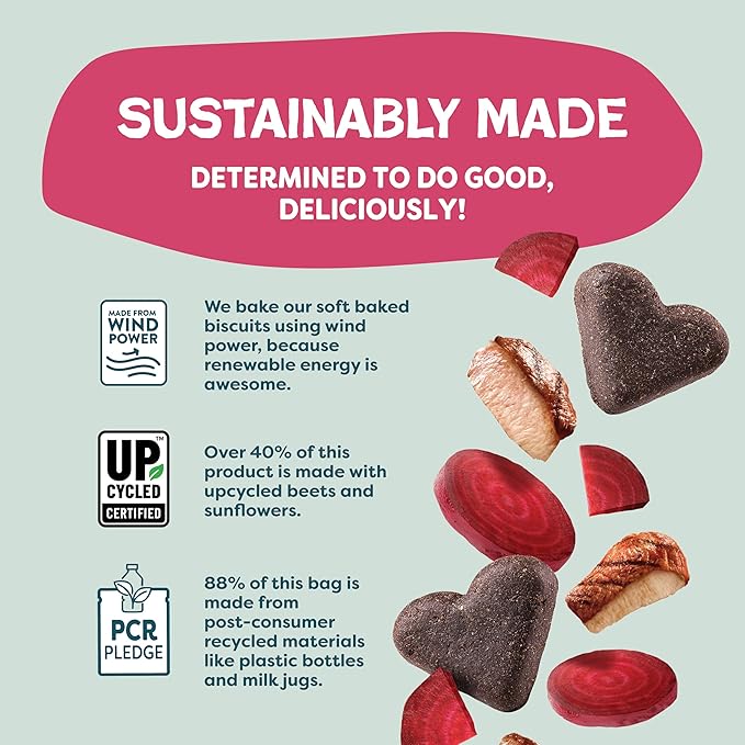 Shameless Pets Soft-Baked Dog Treats, Duck Duck Beet - Natural & Healthy Chews for Digestive Support with Fiber - Doggie Biscuits Baked & Made in USA, Free from Grain, Corn & Soy - 1-Pack