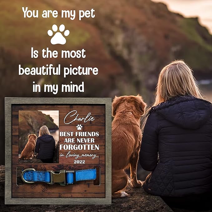 Customized Pet Sympathy Gifts Picture Frame Losing A Dog Home Decor Personalized Pet Memorial Frame Pet Loss Sign Natural Wood Bereavement Gifts for Him or Her Sentimental Quote Keepsake