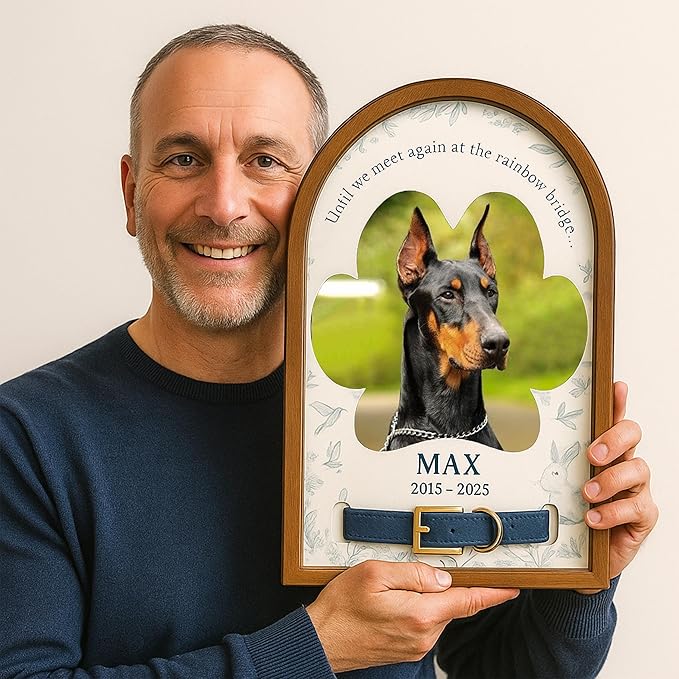 Nazenti Personalized Dog Memorial Gifts, Loss Of Dog Sympathy Gift, Pet Bereavement Collar Frame, Custom Cat Memorial with Photo, Loss Sympathy Gift for Cat, Pet Remembrance Picture Frame