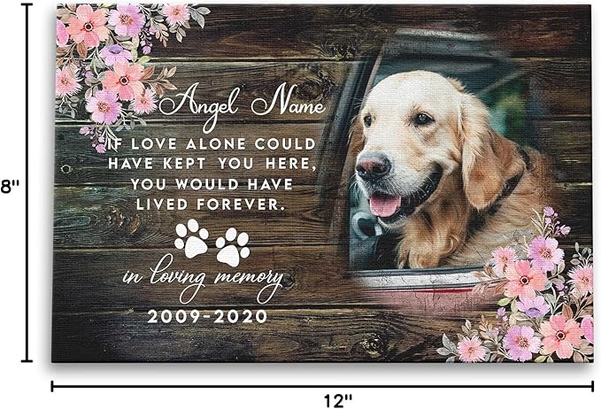 Dem Canvas Personalized Photo Canvas Prints, Dog Loss Gifts, Forever In My Heart, Pet Memorial Gifts, Dog Death Sympathy Gifts, Dog Passing Away Loss Gift Dog Grieving Gifts (12x08), Style 7