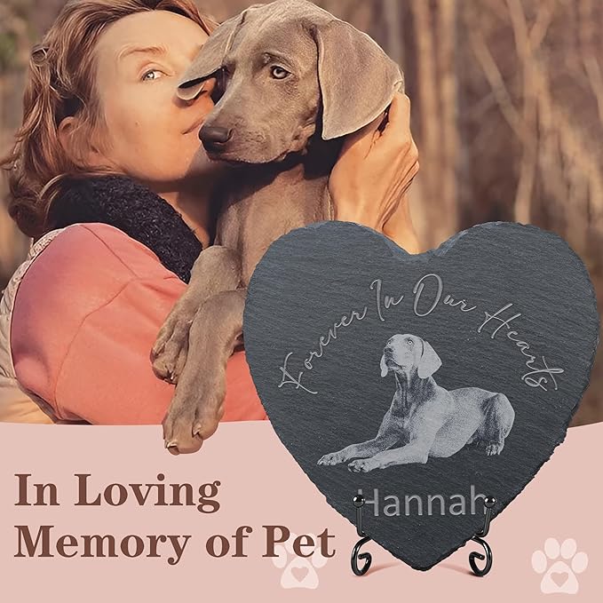 Pet Memorial Stone, Dog Memorial Stone, Dog Memorial Gifts for Loss of Dog, Pet Memorial Gifts, Loss of Pet Sympathy Gift, in Loving Memory Pet - Beloved Forever in Our Hearts - Heart Shaped