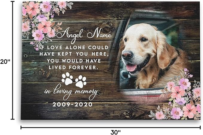 Dem Canvas Personalized Photo Canvas Prints, Dog Loss Gifts, Forever In My Heart, Pet Memorial Gifts, Dog Death Sympathy Gifts, Dog Passing Away Loss Gift Dog Grieving Gifts (30x20)