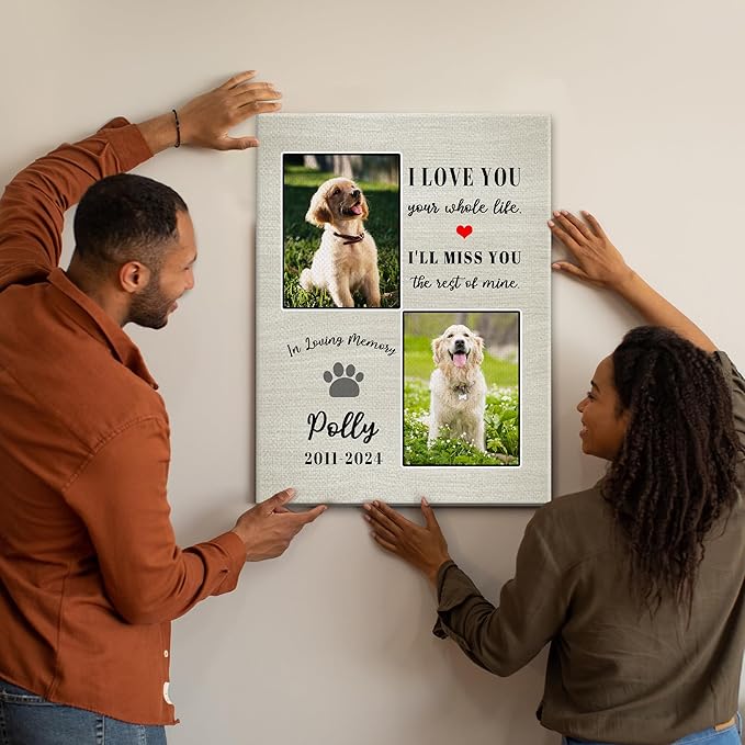 Personalized Pet Memorial Gifts for Dogs Customized Gifts for Dogs Cats Custom Loss of Pet Sympathy Gift Canvas Dog Loss Gift Canvas with Picture Name