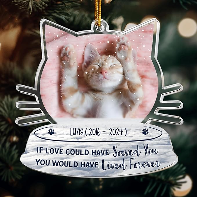 Pavo Acrylic Ornament, Forever in My Heart - Personalized Pet Memorial Photo Ornament, Custom Pet Memorial Keepsake, Perfect Christmas Memorial Gift for Pet Lovers, Dog Mom, Cat Mom (Loss of Cat)