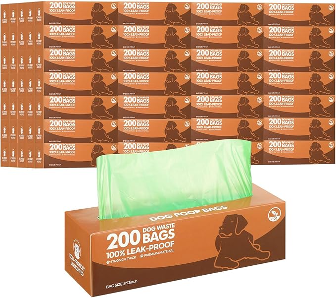 Sherr 50 Rolls Dog Waste Bags 10000 Count Dog Trash Bags Leak Proof Pet Doggie Poop Roll Waste Thick Plastic Bag for Home Park Outdoor Travel Pet Supplies(Dark Green)