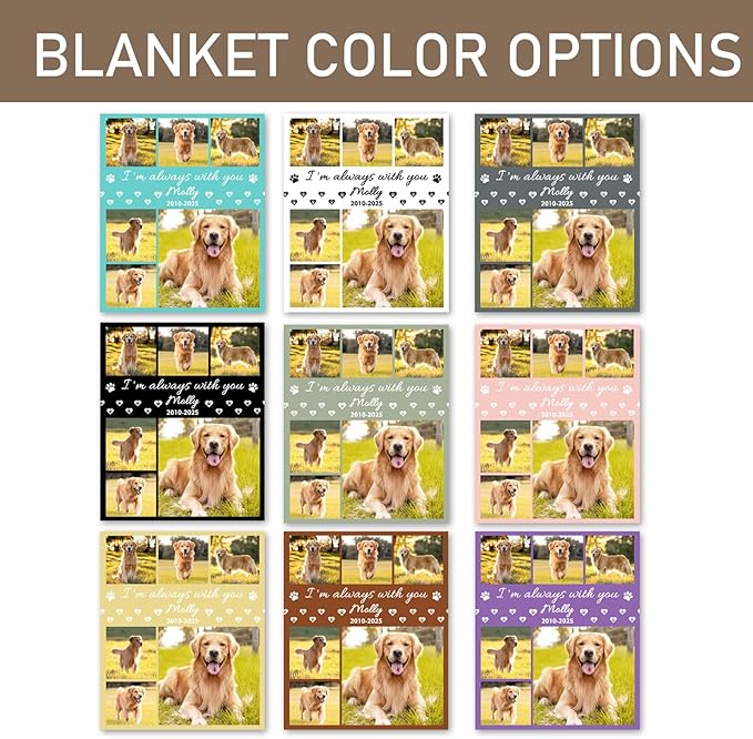 Pet Memorial Blanket Gifts, Personalized Dog Blanket with Pictures Name, Pet Memorial Gifts for Loss of Dog Cat, Custom Pet Throw Blanket for Pet Lover, Pet Loss Sympathy Gifts, Bereavement Gifts