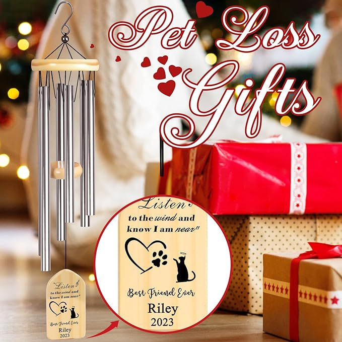Pet Loss Gifts, Dodosky Personalized Pet Memorial Wind Chime, Pet Memorial Gifts for Cats, Lost Cat Sympathy Gift, Bereavement Remembrance Gifts for Loss of Pet