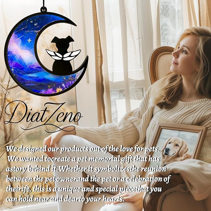 Dog Memorial Gift for Loss of Dog – DIY Angel Memorial Suncatcher & Paw Print Kit for Dogs with Sympathy Card | Pet Memorial Keepsake(Starry Haven)