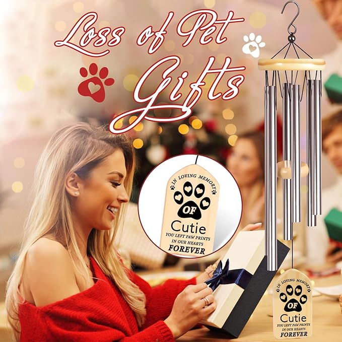 Dog Memorial Gifts for Loss of Dog, PEMIRSAYO Pet Memorial Wind Chime, Pet Memorial Gifts, Pet Sympathy Gifts, Pet Remembrance Gifts, Pet Loss Gifts, Bereavement Gifts for Loss of Pet