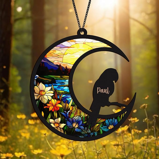 Personalized Pet Memorial Suncatchers Custom Name Passing Away Remembrance Keepsake for Loss of Pets Dog Cat Bird Bereavement Sympathy Gift for Pet Lovers Décor Garden Window Outdoor Hanging