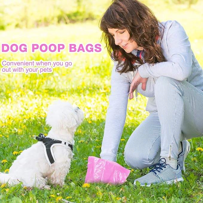 Teling 3000 Count Dog Poop Bags Pet Waste Bags for Poop with 3 Dispensers for Home, Outdoor, Puppy Walking, and Travel, 12 x 8.6 Inch(Hot Pink)