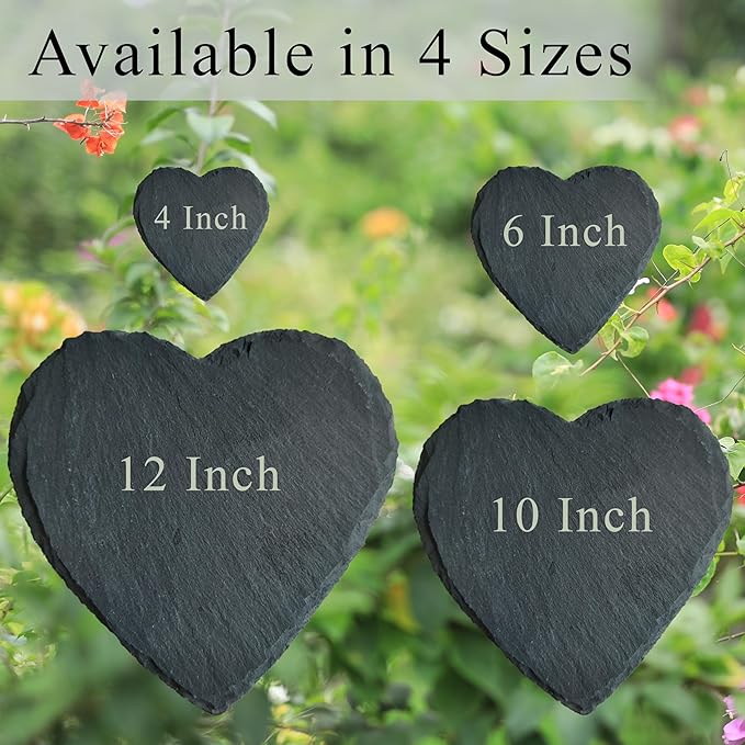 Personalized Pet Memorial Stone for Dogs and Cats | Custom Laser-Etched Weatherproof Garden Grave Marker | Natural Stone Bereavement Headstone Sympathy Gift | 4, 6, 10, or 12 Inch Heart or Circle Shape (A5)