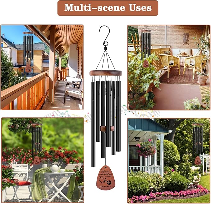 Dog Memorial Gifts, 28" Pet Memorial Wind Chimes, Loss of Dog Sympathy Gift, Pet Loss Passing Away Remembrance Bereavement Gift