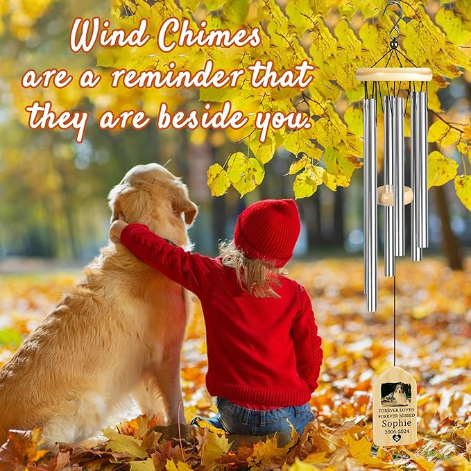 Pet Memorial Gifts, Personalized Pet Memorial Wind Chimes, Pet Loss Gifts, Dog Memorial Gifts for Loss of Dog, Pet Loss Sympathy Gift, Pet Remembrance Gift, in Memory of Pet - Forever Missed