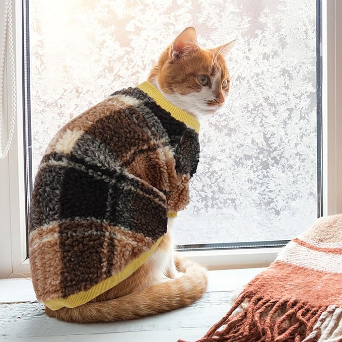 Cat Clothes -2 Legged Pullover Cat Sweater Soft Warm Pet Apparel Kitten Clothes for Kittens Only Elastic, Yellow M