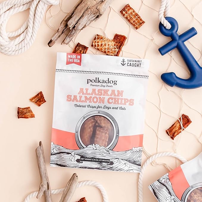 Polkadog Crunchy Alaskan Cod & Salmon Chips Variety 2-Pack – Single Ingredient Dog Treats – All Natural, Grain-Free, Lean Protein & Omega-3 Rich Snacks for Dogs – Made in USA - 2.75 oz (Pack of 2)