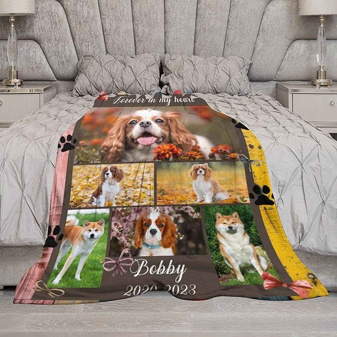 Artsadd Custom Dog Memorial Gifts for Loss of Pet Cat, Personalized Dog Memorial Blanket with Photos, Pet Memorial Gifts, Pet Loss Gifts, Pet Memorial Throw Blanket, Gifts for Pet Cat Lovers