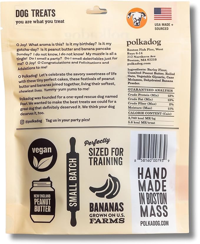 Polkadog Cake Batter Dog Treats – Soft & Chewy Premium Birthday Treats with Peanut Butter & Banana – Healthy, Limited Ingredient, Training Size for All Dog Breeds & Ages – Natural, Made in USA – 10 oz