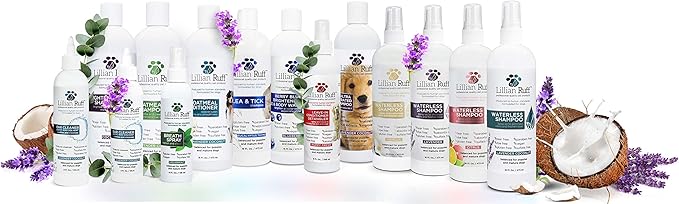Lillian Ruff PRO Formula Ultra Brightening Dog Shampoo - Professional Whitening & Long-Lasting Odor Eliminator - Removes Stains & Discoloration, Dry Skin & Itch Relief with Aloe & Provitamin B5 (16oz)