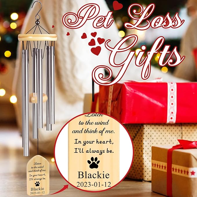 Gift for Loss of Dog, Dodosky Personalized Dog Wind Chimes, Lost Pet Sympathy Gift Dog, Pet Loss Gifts Dog, Dog Memorial Gifts, in Memory of Dog Personalized, Dog Bereavement Gifts