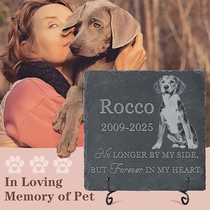 Pet Memorial Stone, Dog Memorial Stone, Dog Memorial Gifts for Loss of Dog, Pet Memorial Gifts, Loss of Pet Sympathy Gift, in Loving Memory Pet - No Longer by My Side - Square