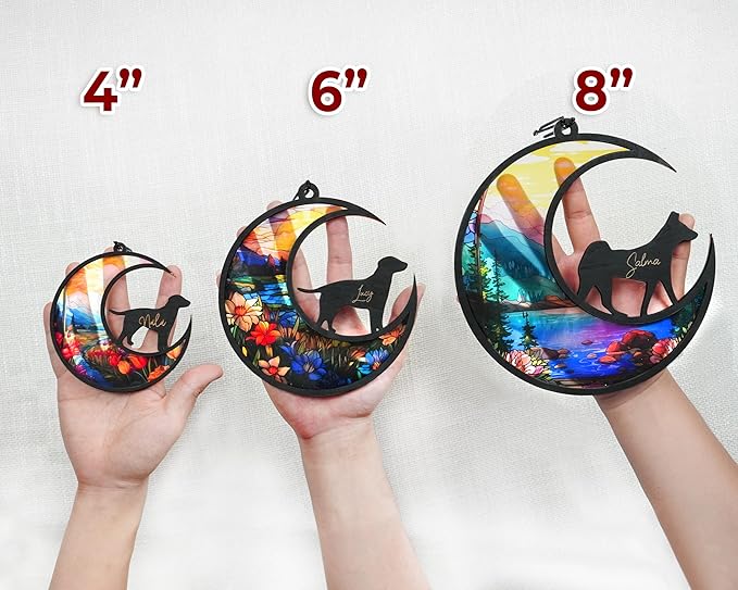 Custom Dog Memorial Gift Suncatcher, Engraved Pet Memorial Ornament, Pet Sympathy Keychain, Loss of Animal Sympathy Card, Rainbow Bridge Dog Loss Gift, Bereavement Suncatcher Window Hanging