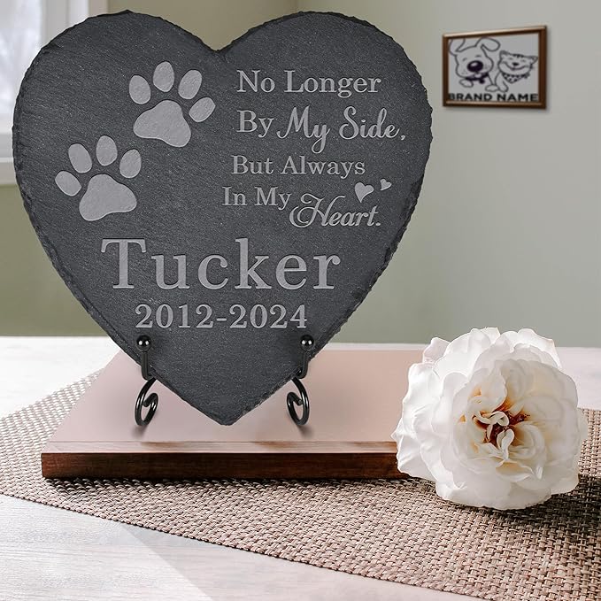 Pet Memorial Stone Pet Headstone - Pet Memorial Gifts - Loss of a Pet - Memorial Stone for Pet - Pet Loss Gifts (Heart-Shaped)