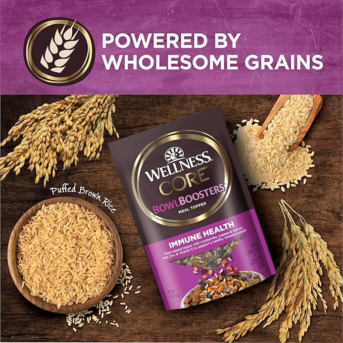 Wellness Bowl Boosters, Dog Food Topper for Small, Medium, & Large Breeds, Grain Free, Natural, Freeze Dried, Immune Health, Plant Based, 4 Ounce Bag (Pack of 1)