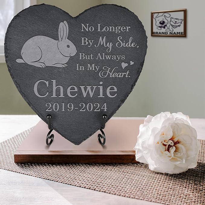 Pet Memorial Stone Rabbit - Rabbit Headstone - Rabbit Memorial Stone - Rabbit Memorial Gifts - Loss of a Rabbit - Rabbit Loss Gifts (Heart-Shaped)