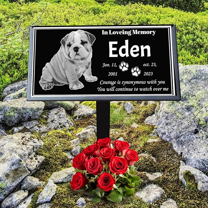 Pet Memorial Stones for Dogs & Cats, Personalized Dog Memorial Plaques for Pet Grave Stones for Outdoor - Cats Headstones, Tombstones for Grave Markers with Photo