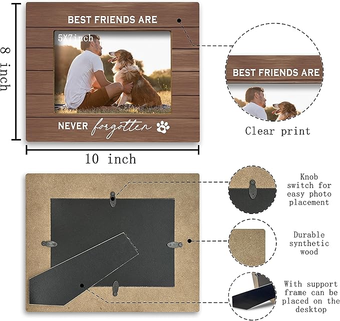 FONDCANYON Pet Memorial Frame - Dog & Cat Picture Frame, Best Friend Memorial Gift - 5x7