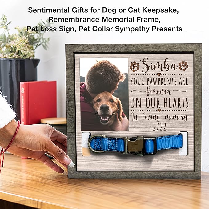Personalized Memory Dog Picture Frame Pet Memorial Frames for Dogs Wood Pet Gifts Sentimental Quote For Someone Who Lost Cat Collar Keepsake Remembrance Gift for Dog Passing Away Pet Loss Sign