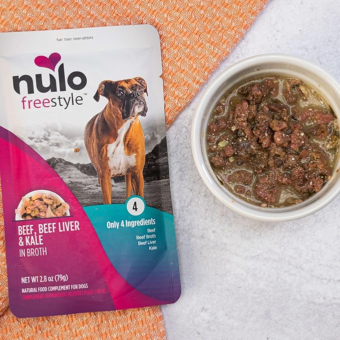 Nulo Freestyle Beef, Beef Liver & Kale in Broth Real Meat Dog Food Topper, 2.8 Ounce (Pack of 6)