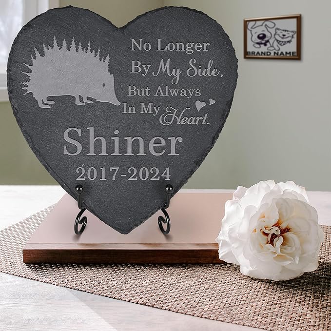 Pet Memorial Stone Hedgehog - Hedgehog Headstone - Hedgehog Memorial Stone - Hedgehog Memorial Gifts - Loss of a Hedgehog - Hedgehog Loss Gifts (Heart-Shaped)