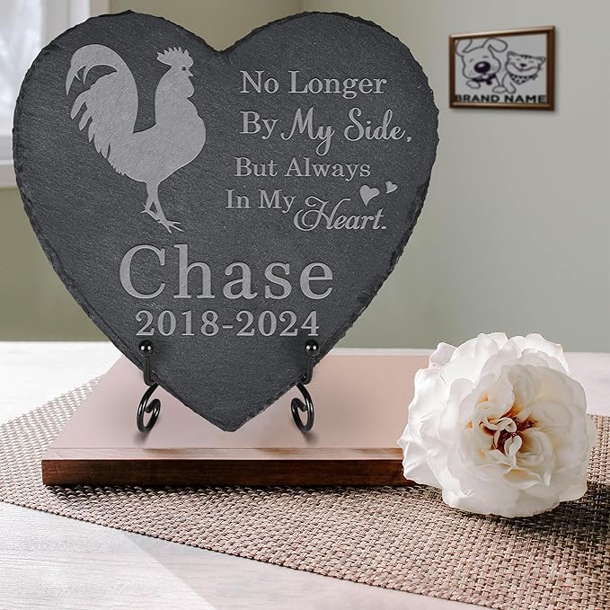 Pet Memorial Stone Chicken - Chicken Headstone - Chicken Memorial Stone - Chicken Memorial Gifts - Loss of a Chicken - Chicken Loss Gifts (Heart-Shaped)