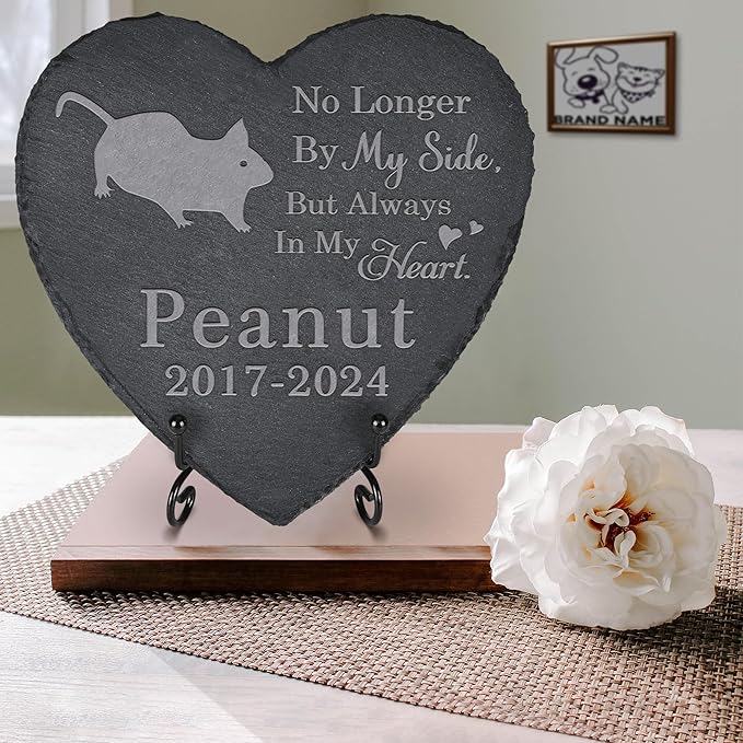 Pet Memorial Stone Guinea Pig - Guinea Pig Headstone - Guinea Pig Memorial Stone - Guinea Pig Memorial Gifts - Loss of a Guinea Pig - Guinea Pig Loss Gifts (Heart-Shaped)