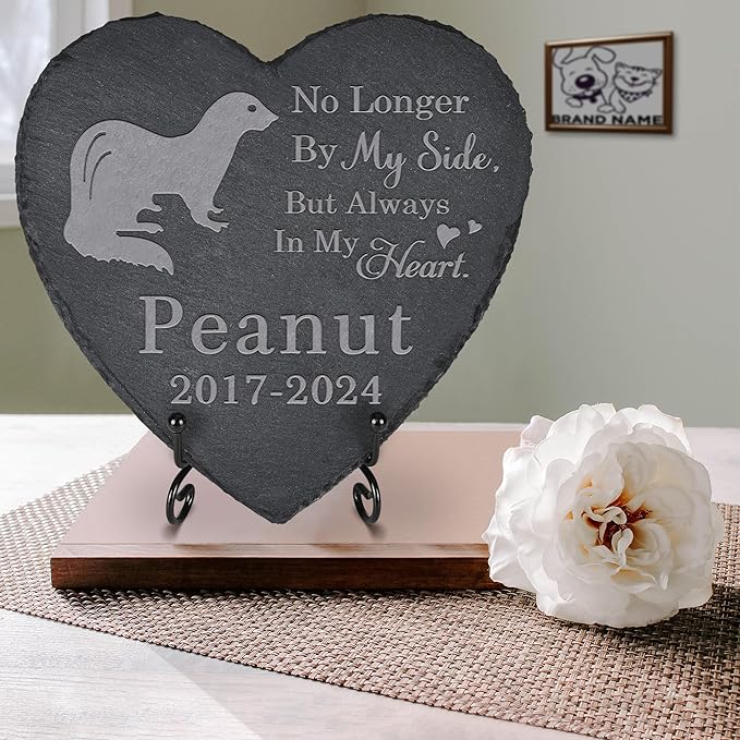 Pet Memorial Stone Ferret - Ferret Headstone - Ferret Memorial Stone - Ferret Memorial Gifts - Loss of a Ferret - Ferret Loss Gifts (Heart-Shaped)