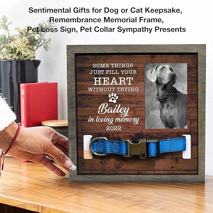 Personalized Dog Collar Memorial Frame Pet Loss Sign for Dog Lovers Gifts Heartfelt Sentimental Quote Pet Memorial Picture For Someone Who Lost A Pet Collar Keepsake Picture Frame Decor