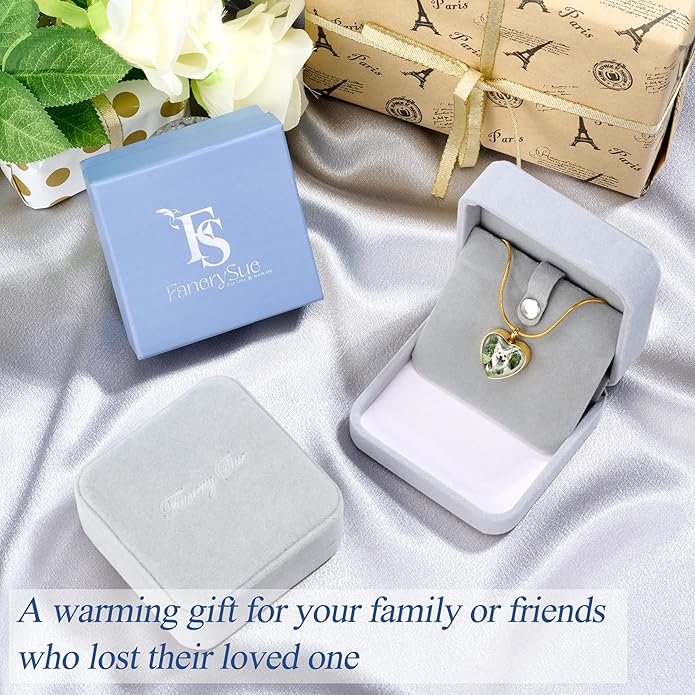 Fanery Sue Pet Ashes Necklace Cremation Jewelry Personalized Picture&Quote Memorial Gifts for Loss of Dog/Cat Urn Necklaces Pets Loss Sympathy Gift Keepsake for Women