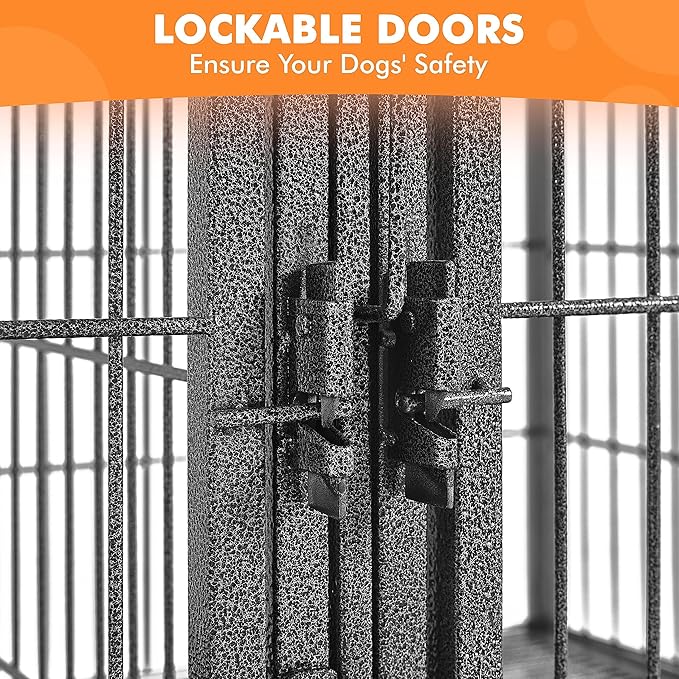 Yaheetech Stackable Dog Crate 42'' Heavy Duty Large Dog Crate with Divider 4pcs Rolling Pet Metal Crate w/Double Doo Water Bowl Pet Kennel Indoor