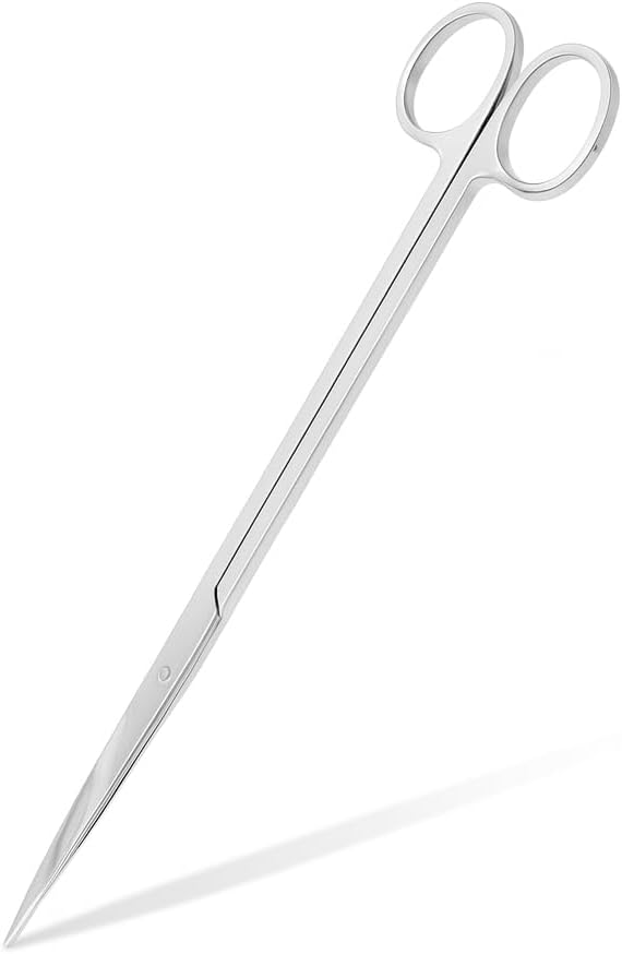 Mandala Crafts 10 Inches Silver Stainless Steel Straight Aquarium Scissors for Trimming Aquatic Plants – Long Aquascape Scissors for Fish Tanks, Hospital Tanks, Goldfish Bowls, and Terrariums